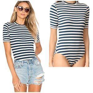 Capulet Sandra Striped Ribbed Short Sleeve Bodysuit Size XS